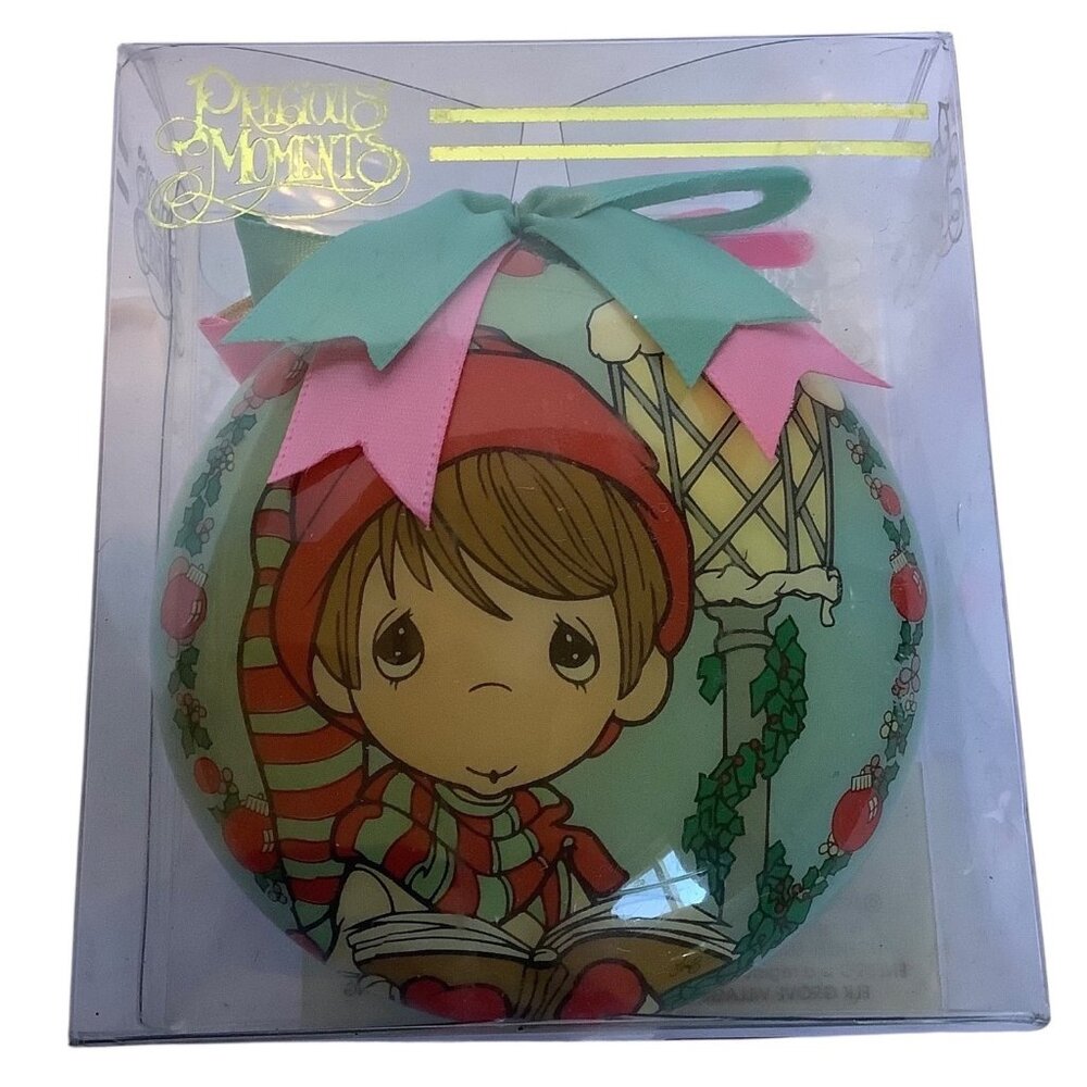 Vtg Precious Moments Enesco 1996‎ Christmas Ornament Box Boy Reading Pajamas NEW